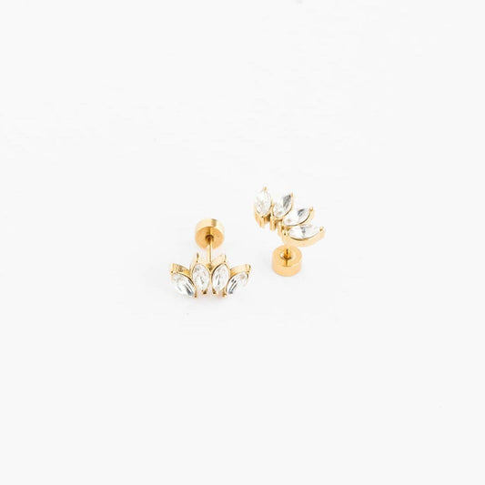 Diamond Crawler Stud Earrings - Hypoallergenic, Girl Gift: Pair