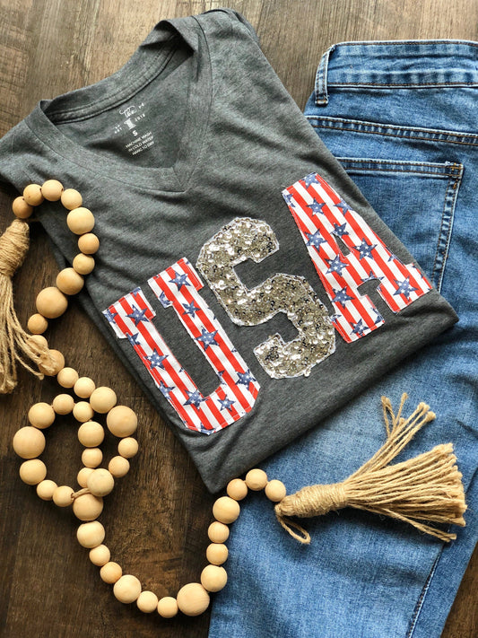Usa Stars and Stripes| Vneck: 3X