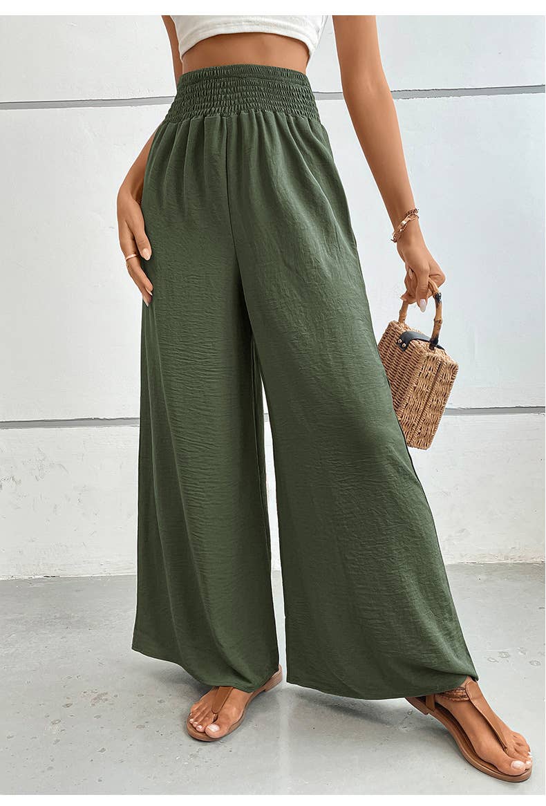 Simple Flared Wide-Leg Pants: Black / XL