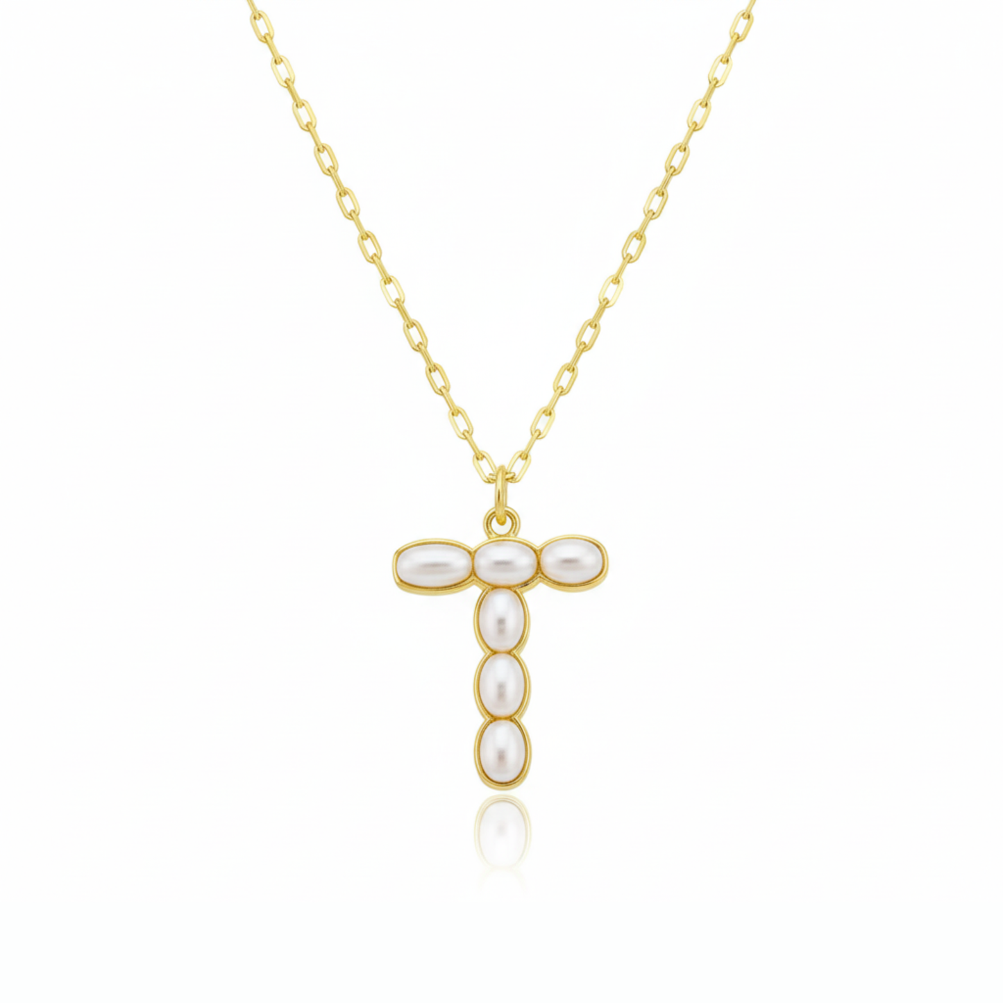 Pearl Mosaic Initial Pendant Necklace: G