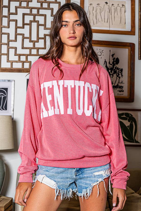 T1770M 'KENTUCKY' Comfy Oversize Graphic Sweatshirt, Gameday: ROYAL BLUE / S-M-L (2-2-2)