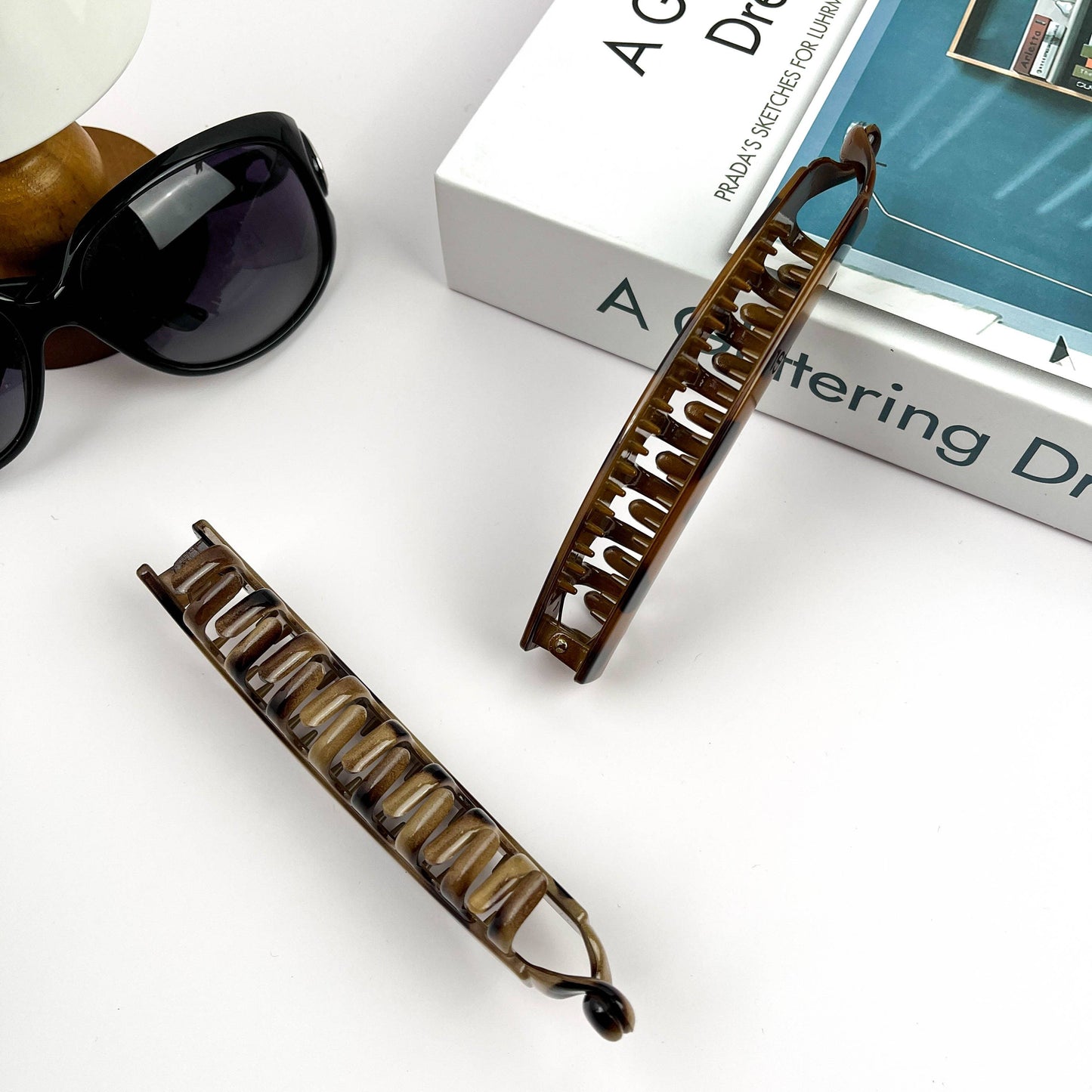 Vintage Leopard Print Hair Clip, Banana Clip: Light Brown