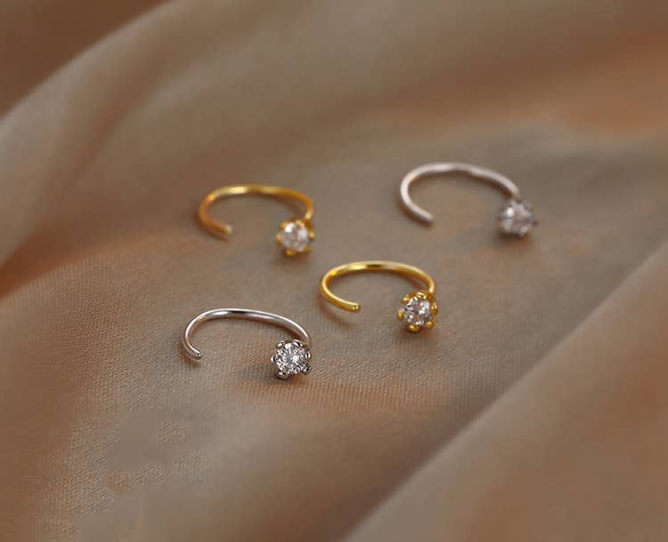 E141 dainty huggie hoop earring, huggie earring, ear wire: Yellow Gold