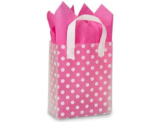 Polka Dot Plastic Gift Bags: 100 Pack / Cub 8x4x10"