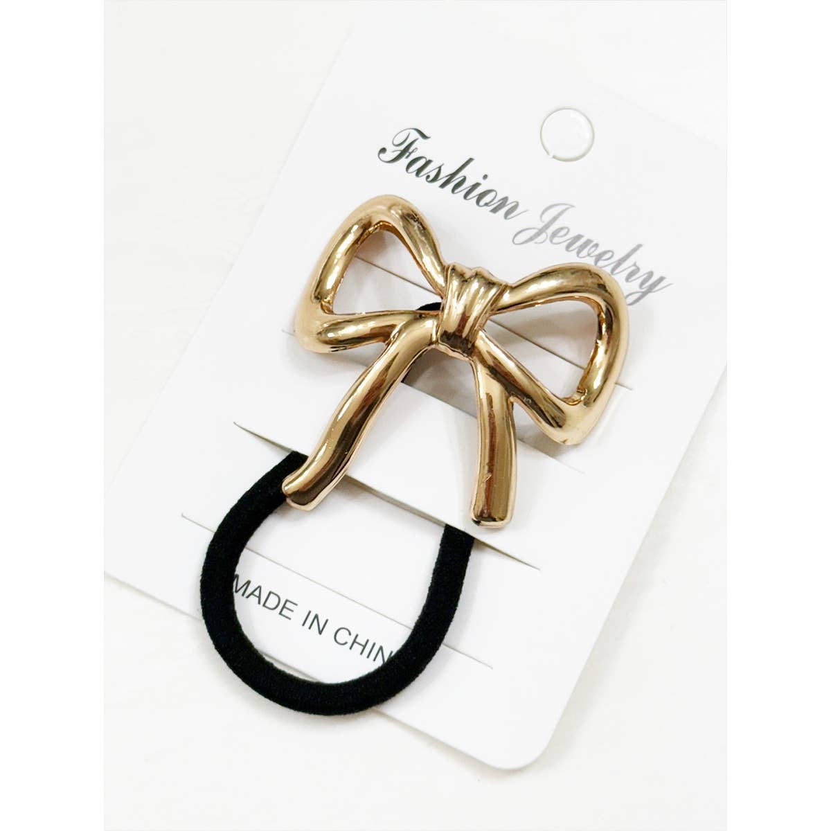 Gold Metal Bow Ponytail Holder: MIX COLOR / ONE(12)