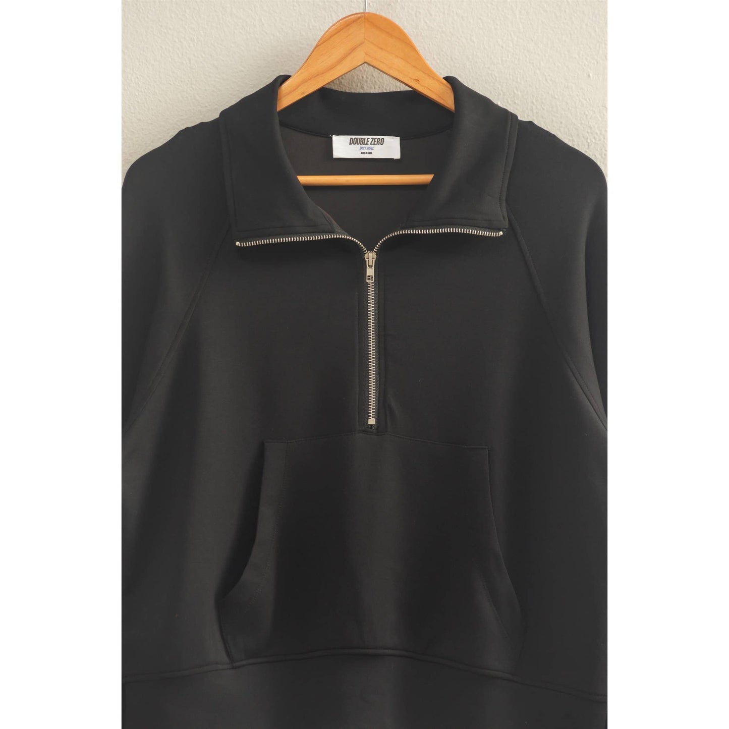 Scuba Half Zip-Up High Neck Collar Sweatshirt: BLACK / S-M-L(2-2-2)