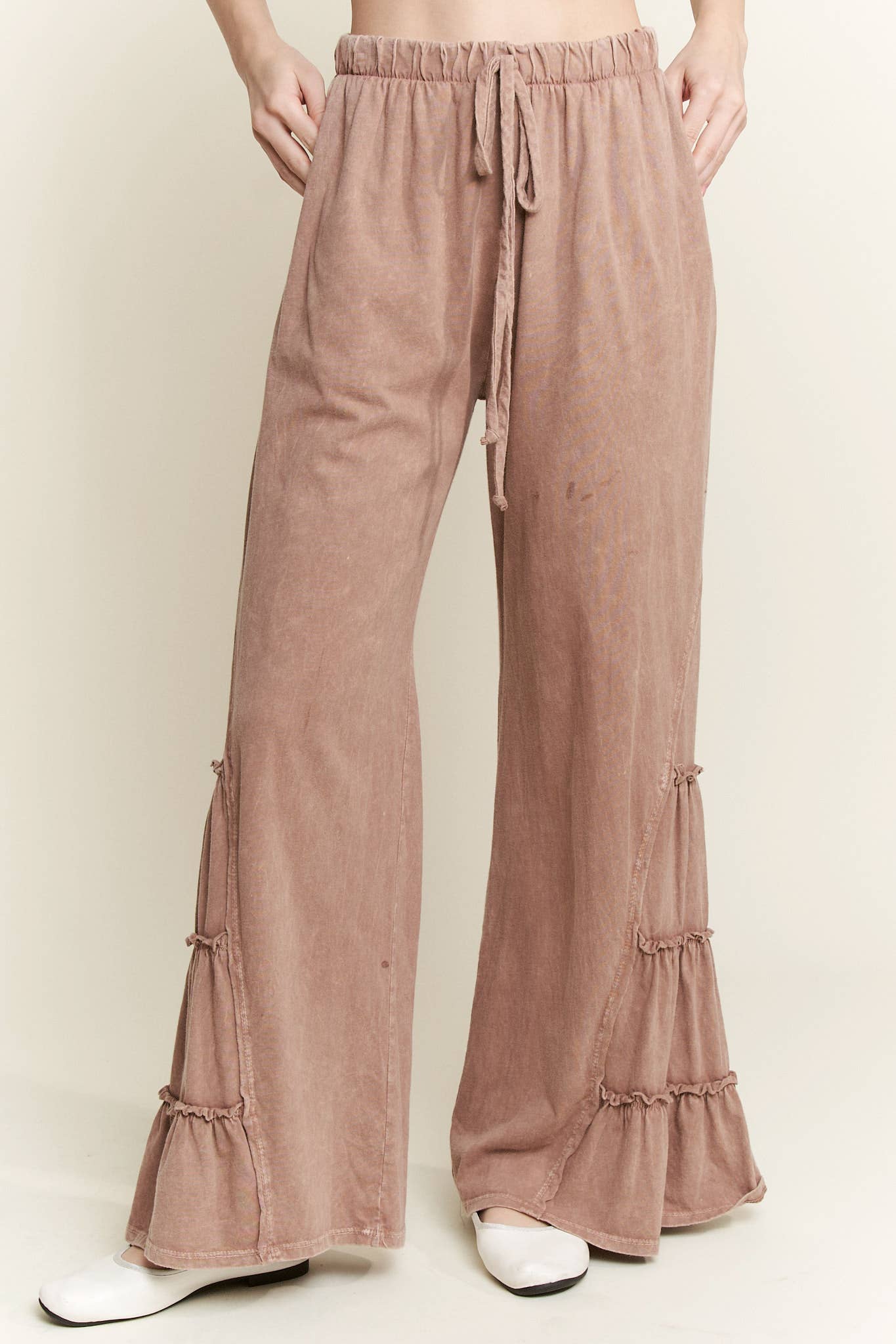 MineralWash SideRuffle Flare pants HP5881.: Silver Grey / S-M-L / 2-2-2