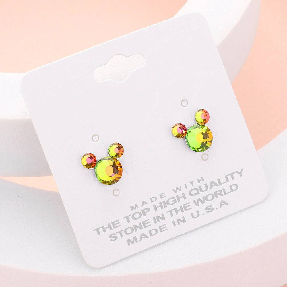 Mouse Character Stud Earrings: Pink