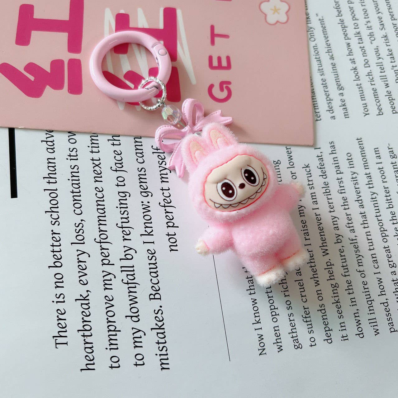 Fluffy Labubu Bow keychain Bow bag charm thank you gift: 10PC-Set