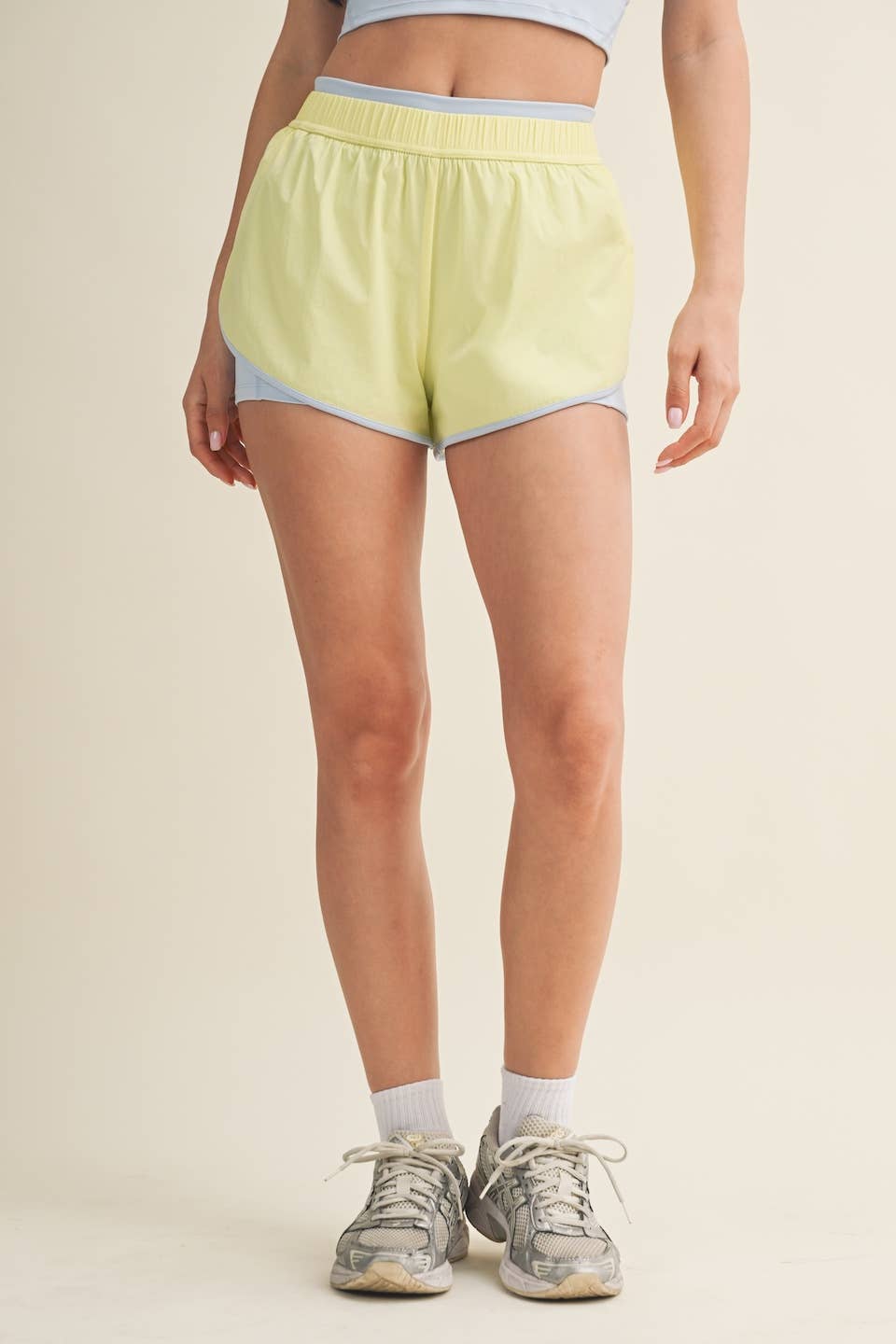 Double Layer Nylon Shorts: Lemon / L