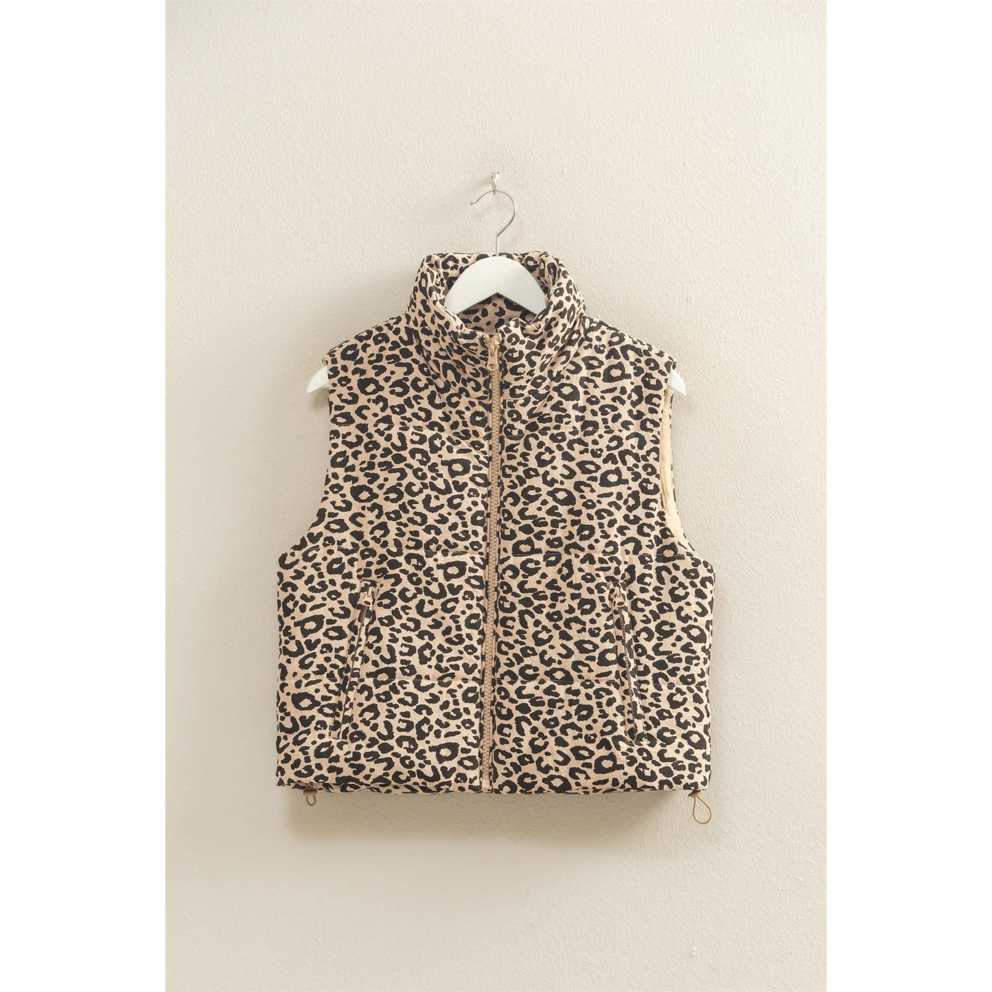 Leopard Print Puffer Vest: BLACK / S-M-L(2-2-2)