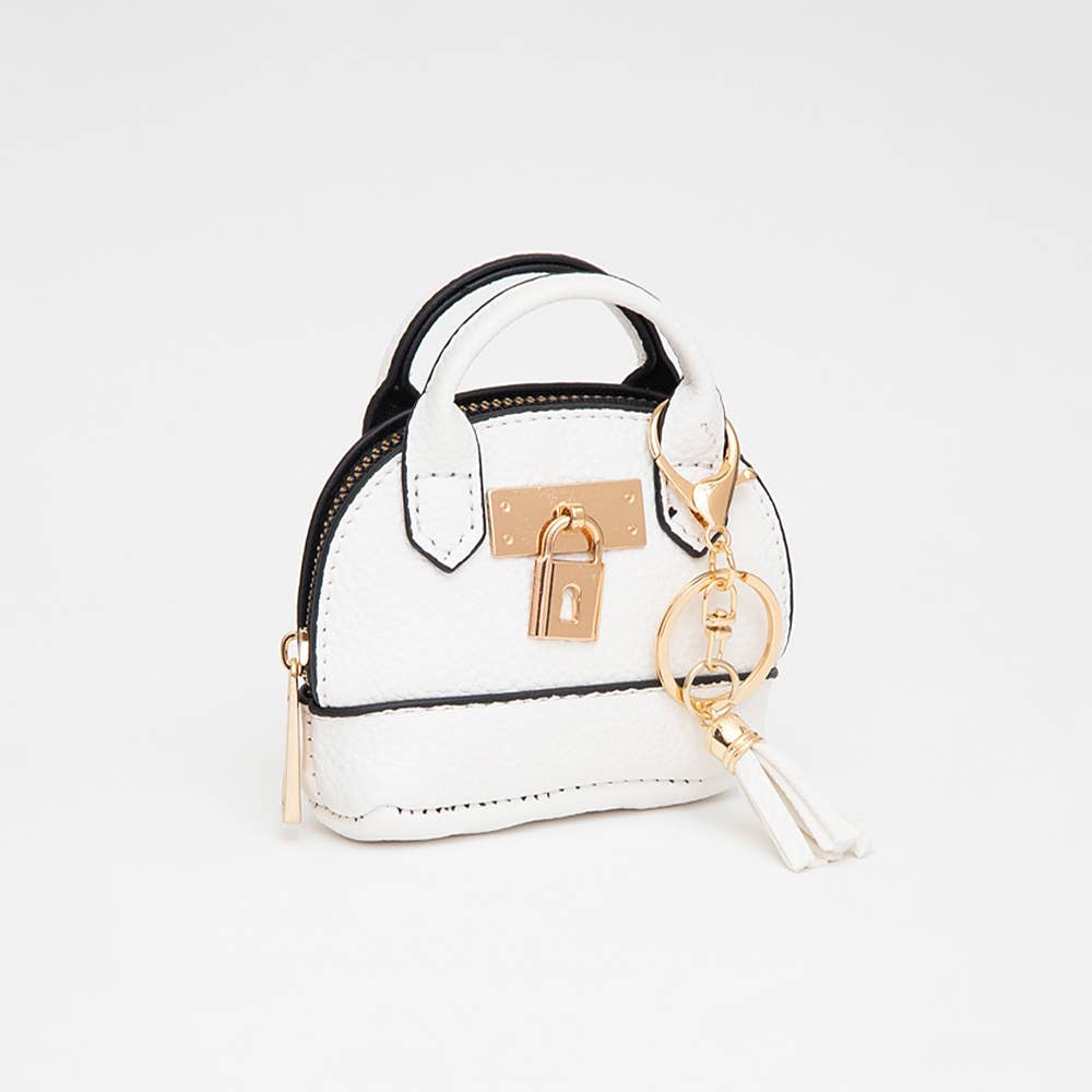 Top Handle Coin Purse Mini Pouch Bag / Bag Charm
: White