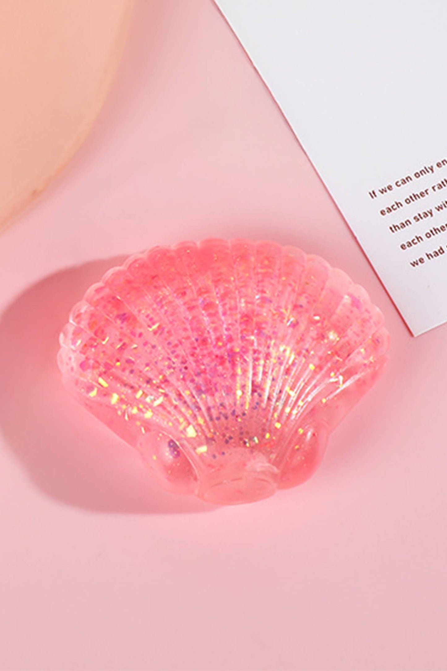 Seashell Shaped Glitter Squishy Stress Relief Squeeze Toy: Pink / ONE SIZE