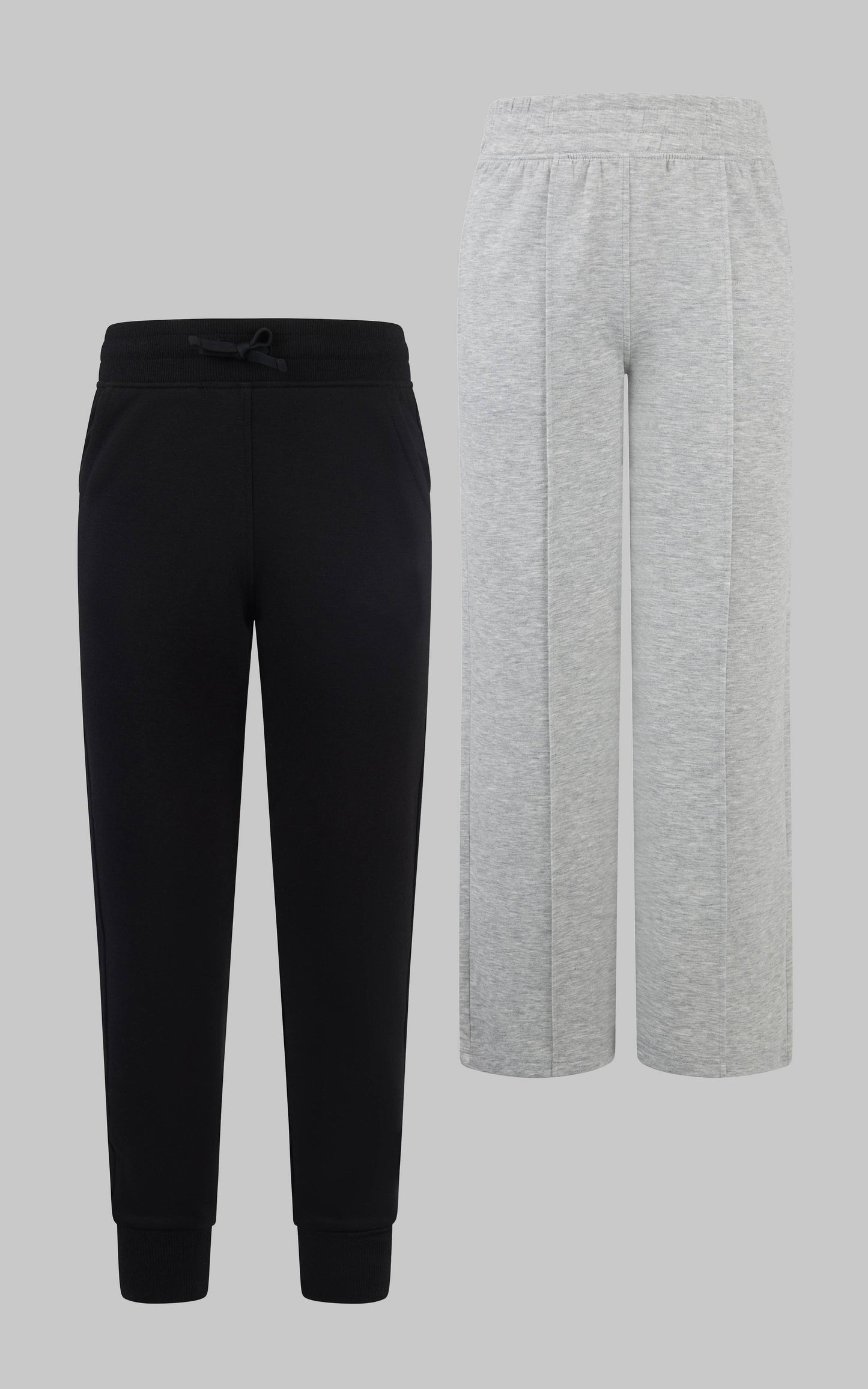 Girls Scuba Wide Leg Pants and Jogger - 2 PCS Set: BLACK/MOONLITE MAUVE