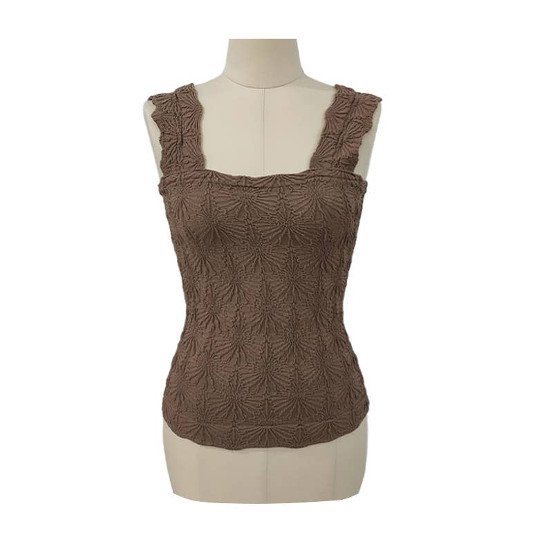 Flowers Jacquard fitted Tank -12 COLORS: Darkgreen / S
