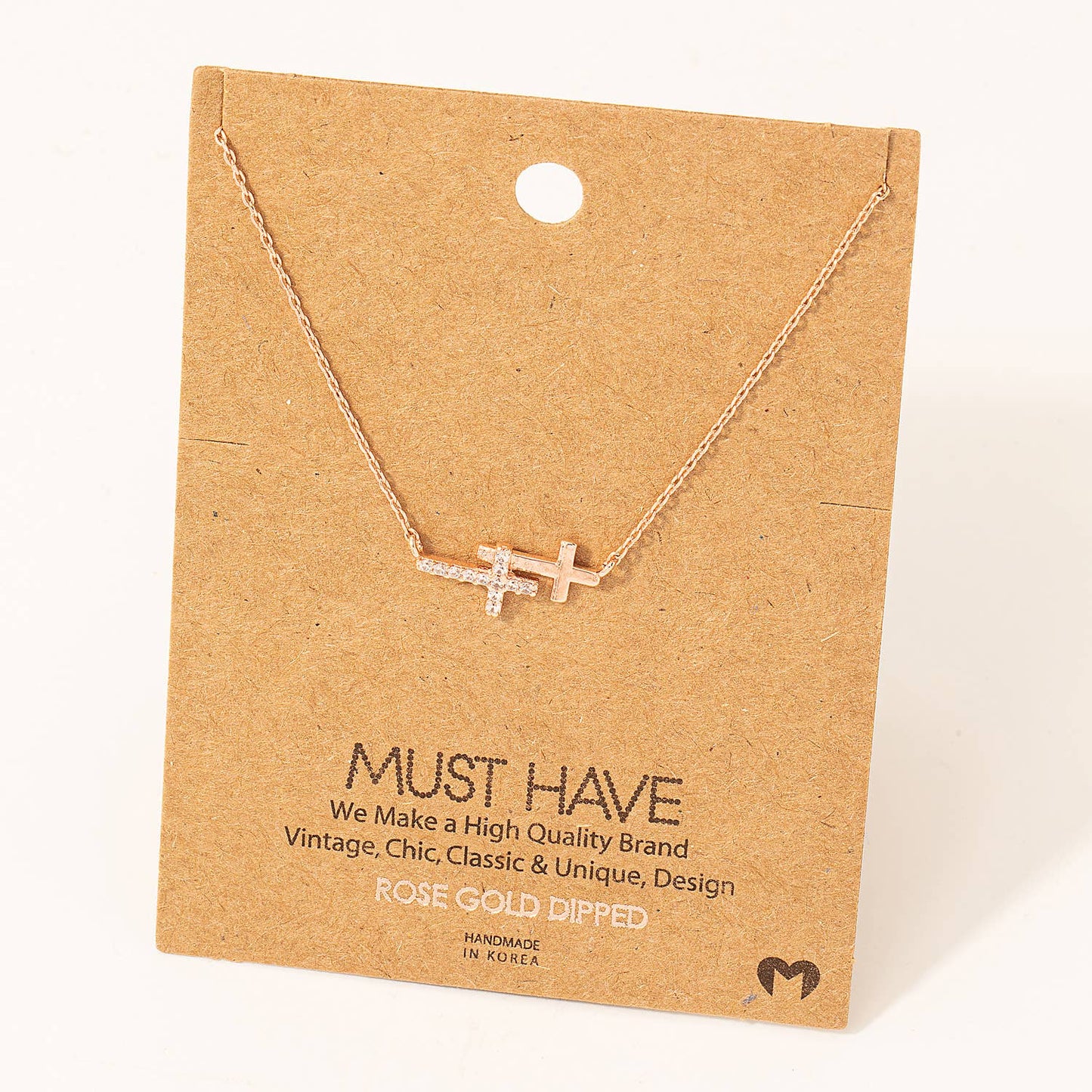 Double Cross Pendant Necklace: G