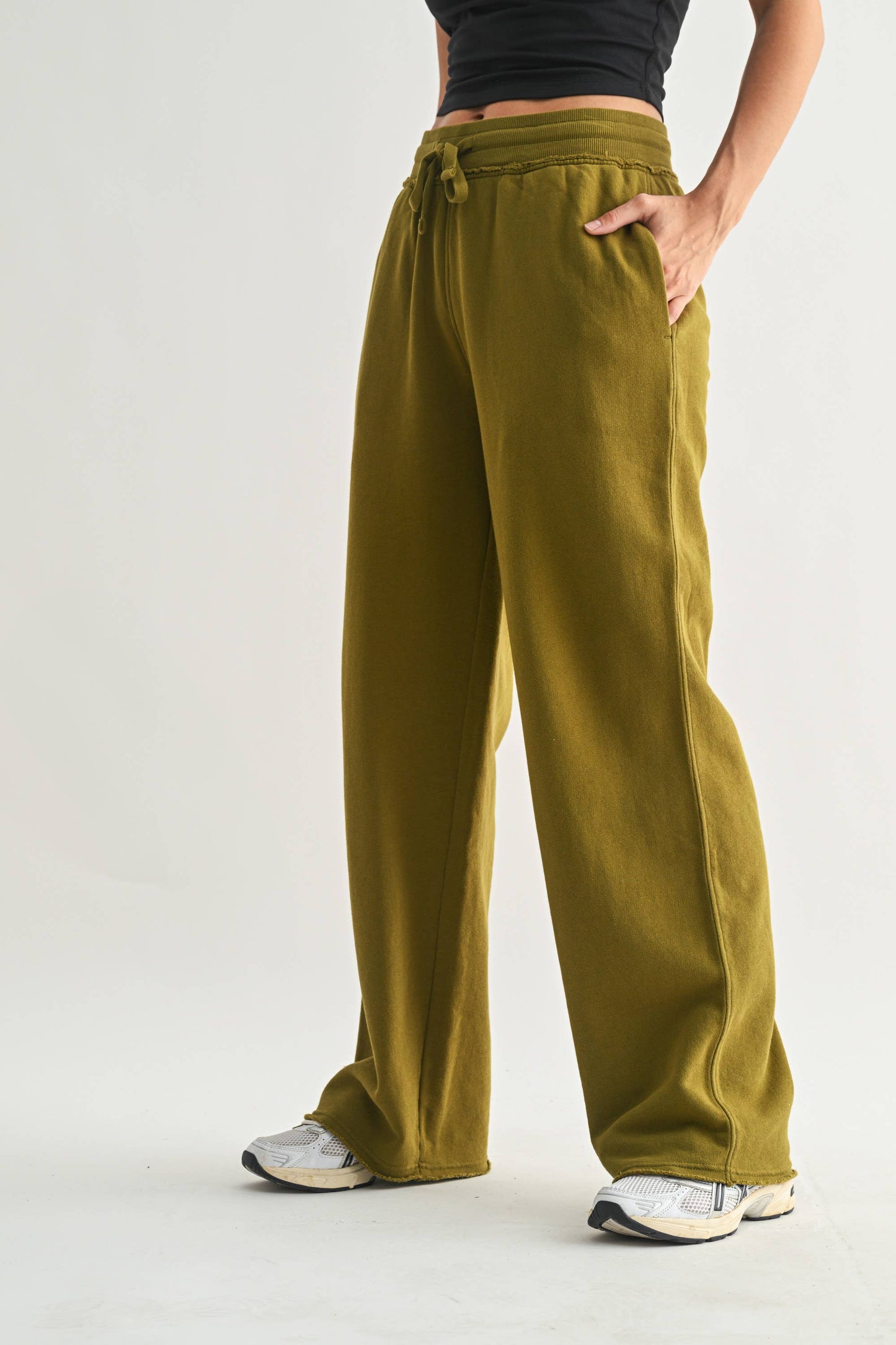 Wide Leg Cotton Core Pants: Black / S:M:L (2:2:2)