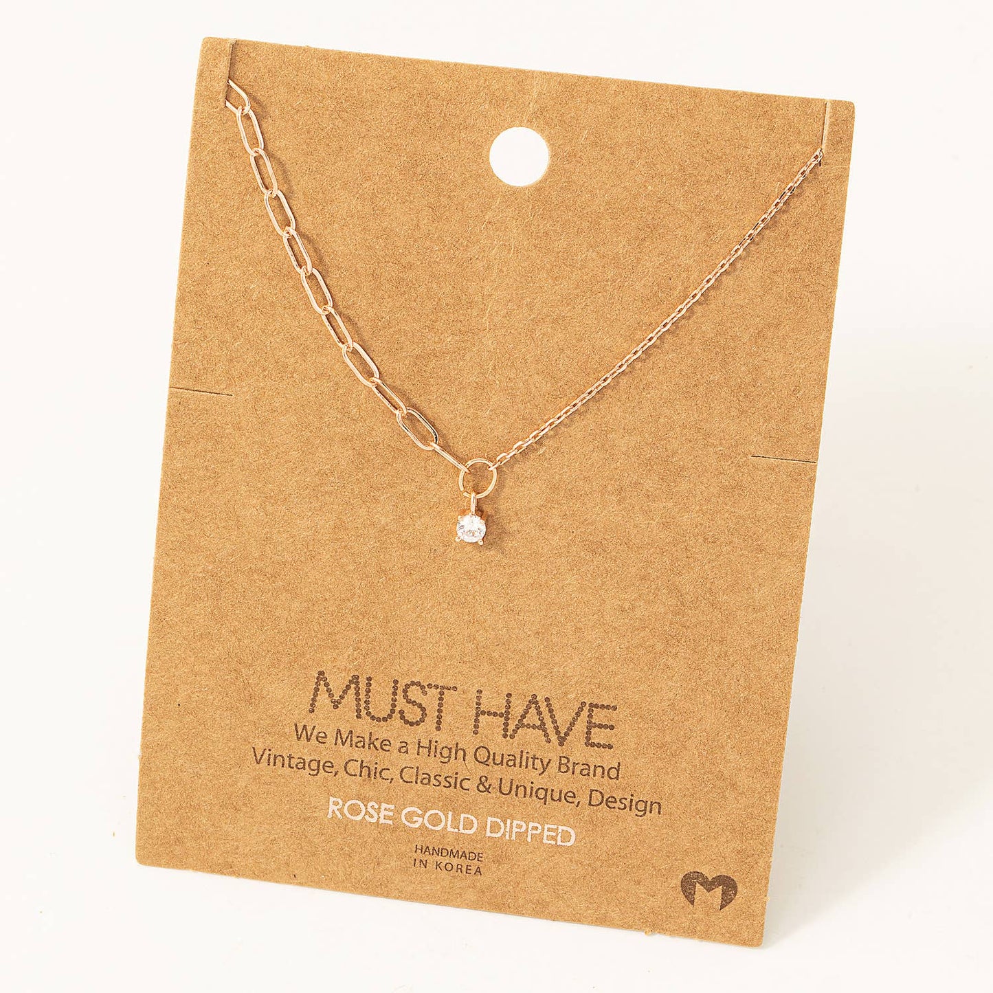 Chain Link Rhinestone Stud Charm Necklace: G