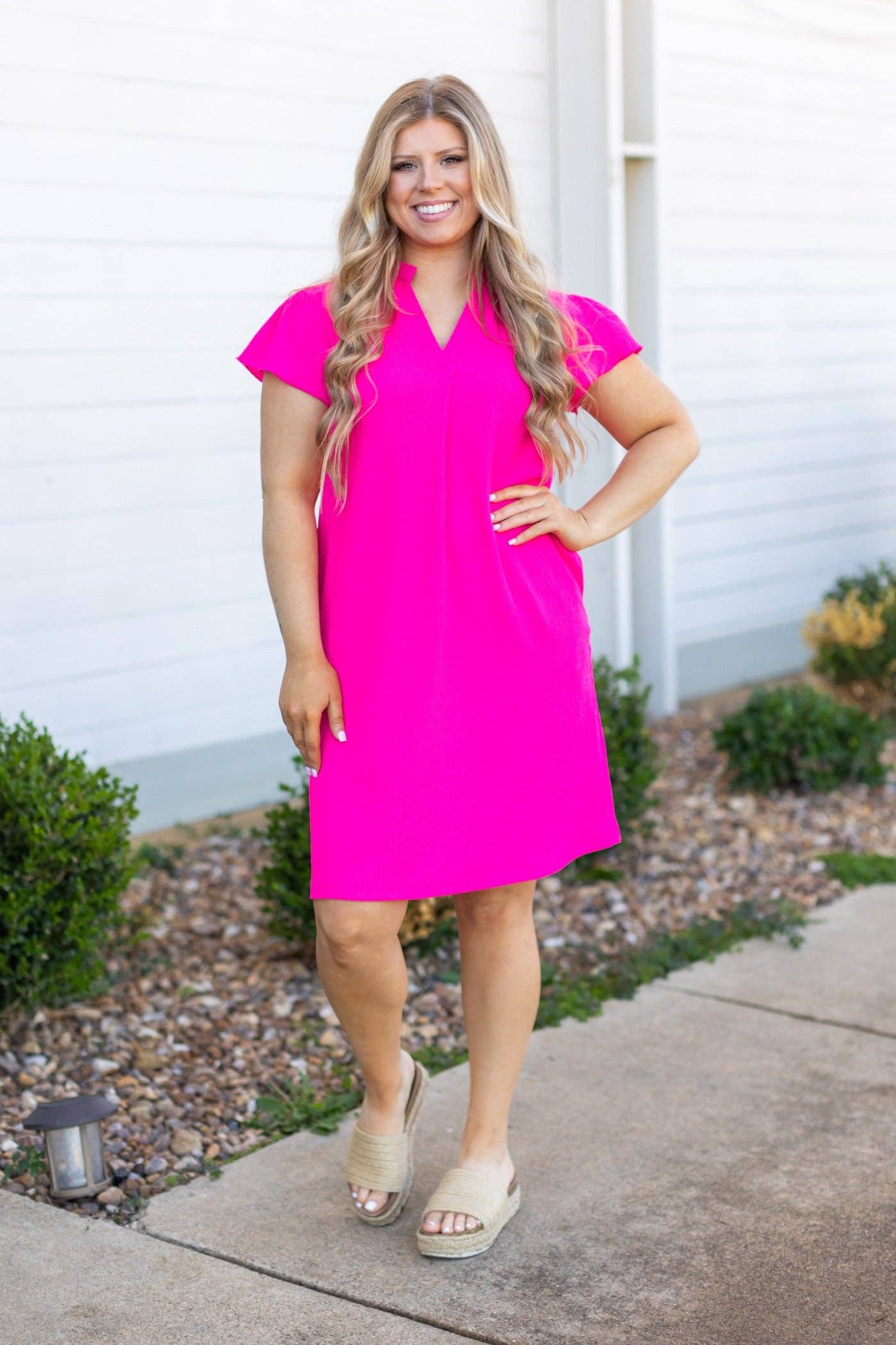 The Nicole Dress, Hot Pink: Pink / XS