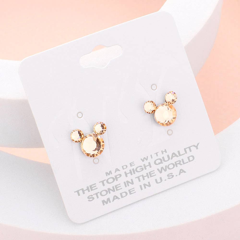 Mouse Character Stud Earrings: Blue