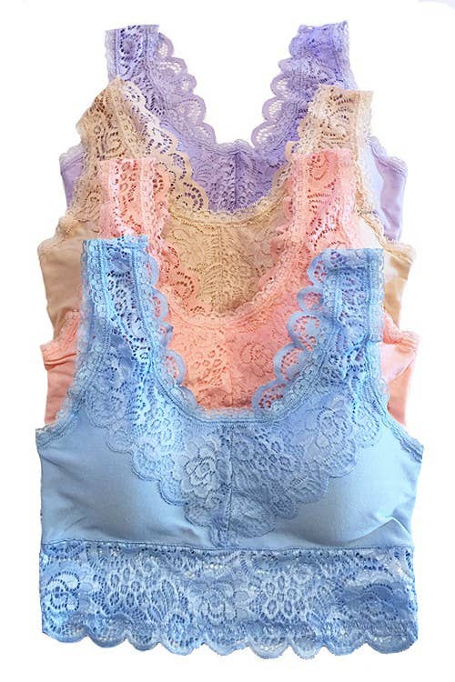 Padded Lace Bralette: BLACK / 3-3 (S/M-M/L)