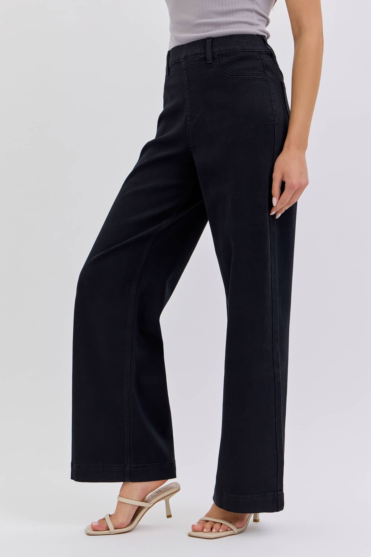 High Rise Pull On Wide Leg [Ab99878BLK]: XL
