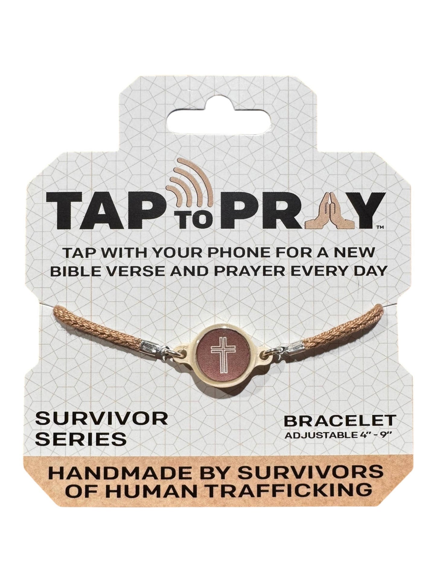 Tap To Pray™ - Survivor Series Handmade Bracelets: 14K Gold-Plated + Vanilla Cross