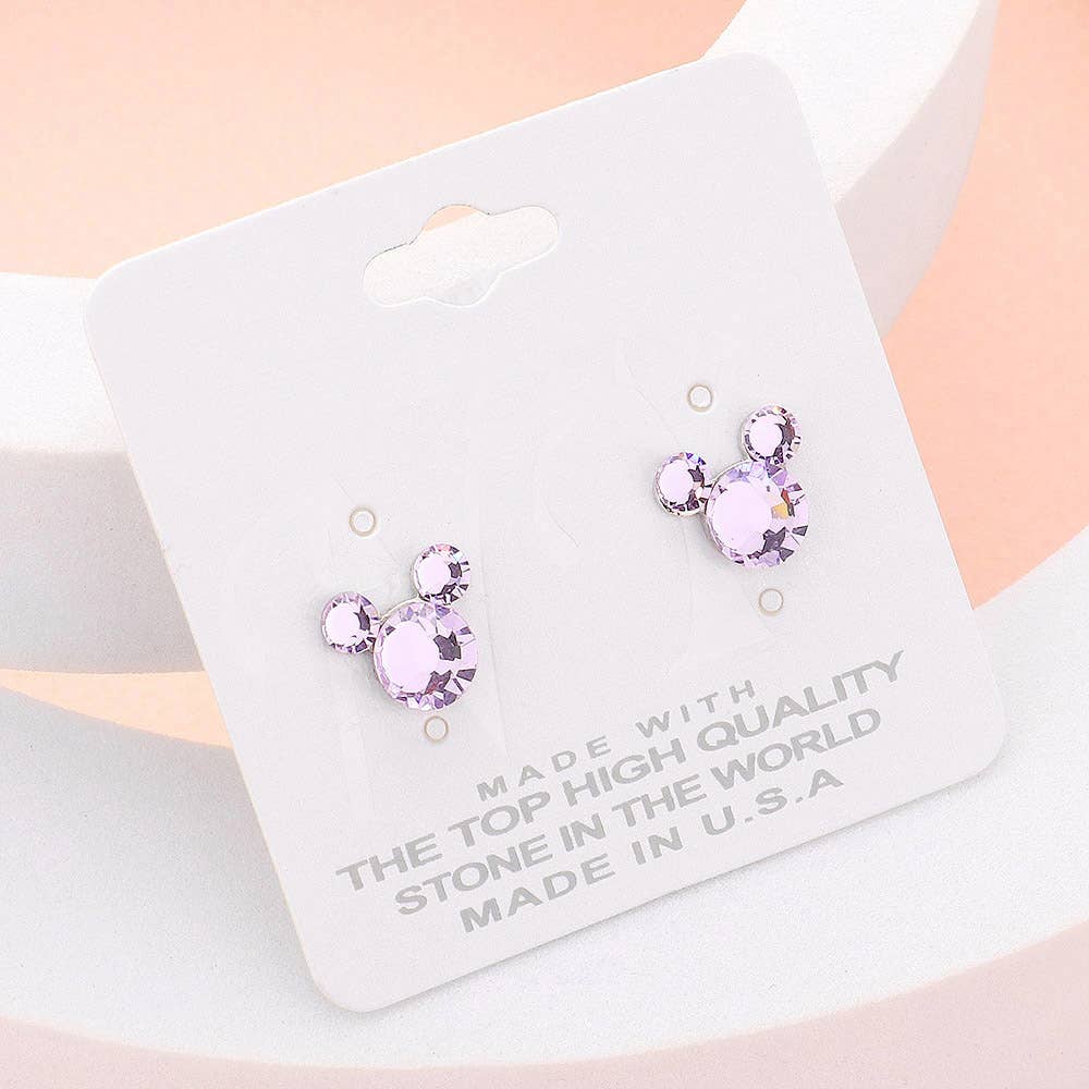 Mouse Character Stud Earrings: Pink