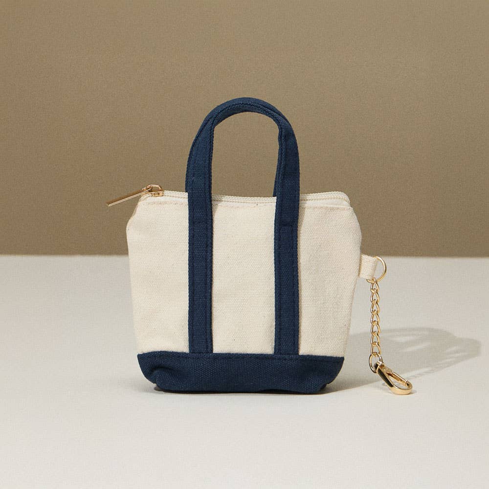 Mini Canvas Pouch Bag / Bag Charm: TAUPE