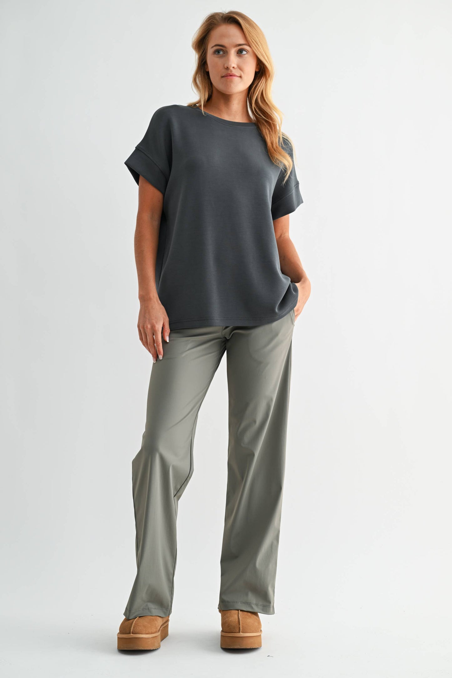Nylon Blend Tailored Pants: BLACK / S:M:L (2:2:2)