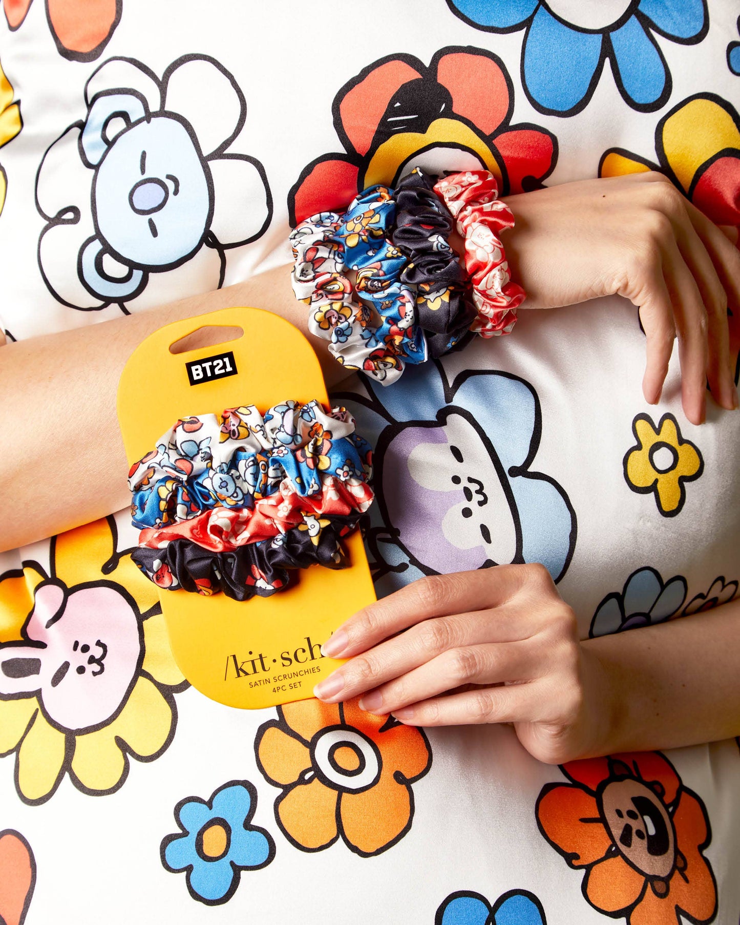 BT21 x Kitsch  Satin Sleep Scrunchies 4pc Set