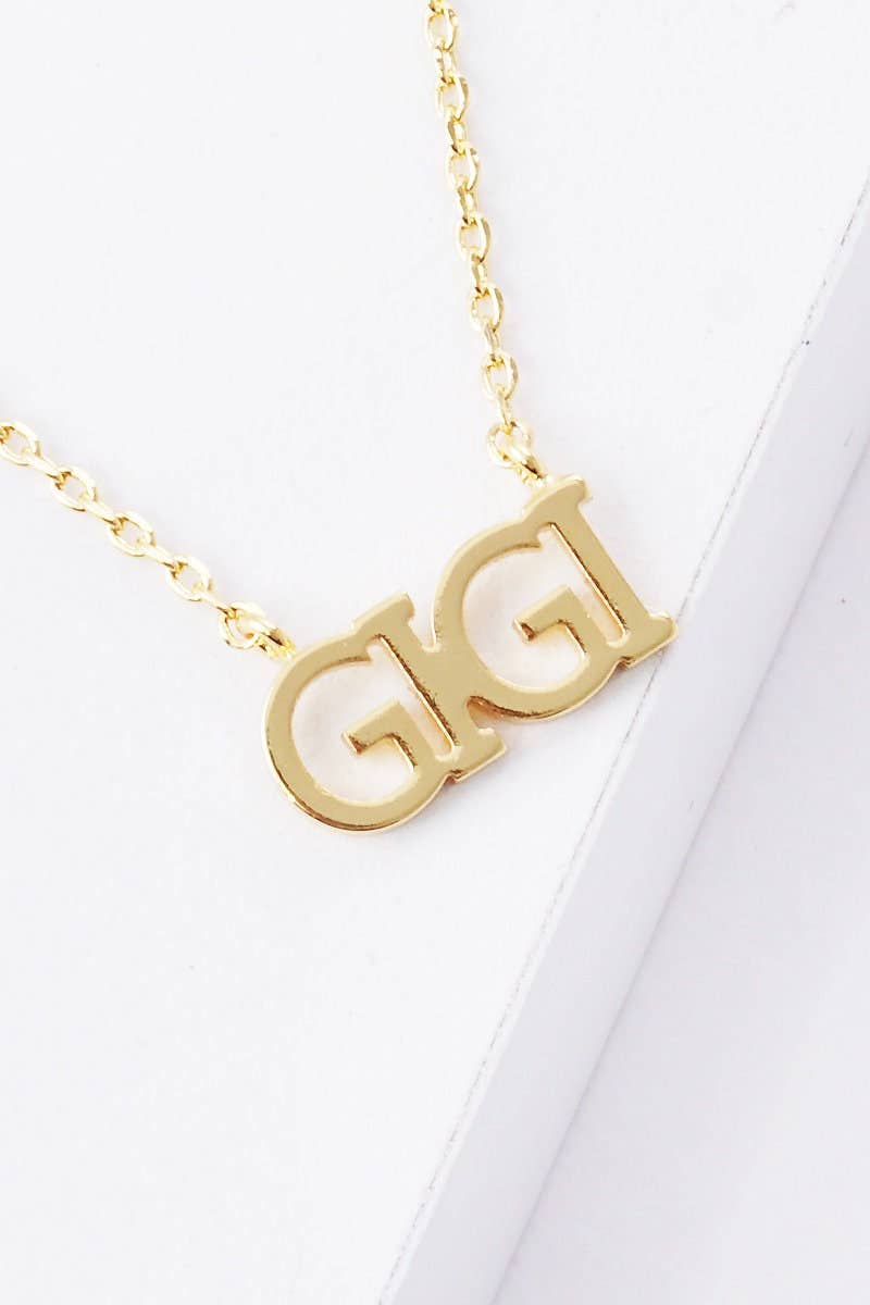 Gold Gigi Text Necklace: Silver