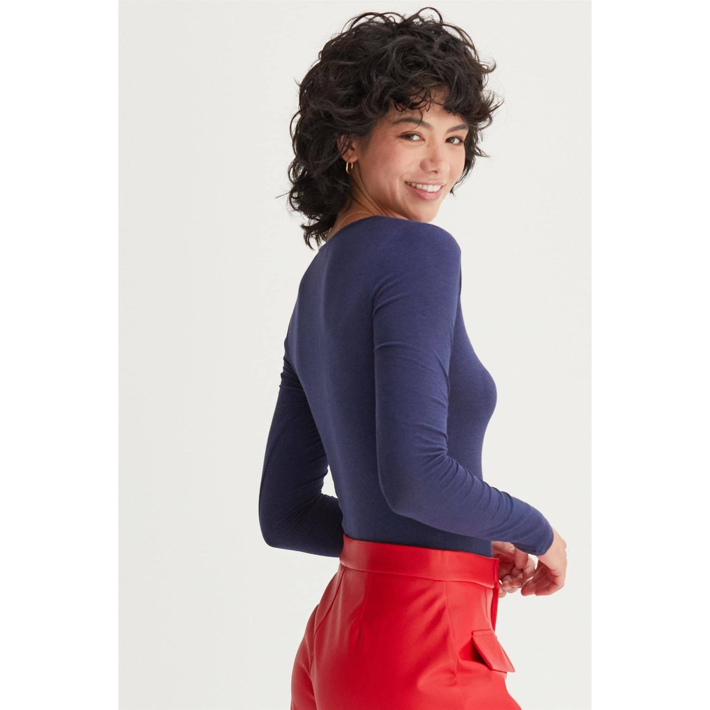 Square Neck Long Sleeve Bodysuit: CREAM / S-M-L(2-2-2)