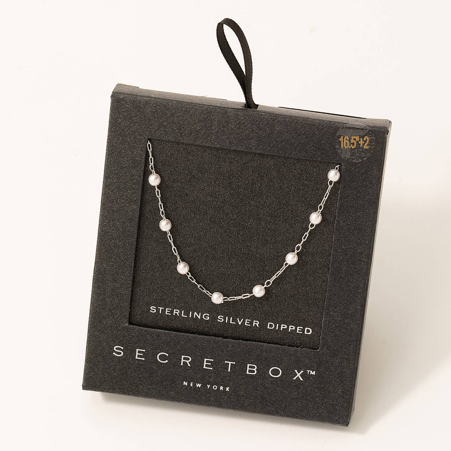 Secret Box Chain Pearl Station Necklace: GD