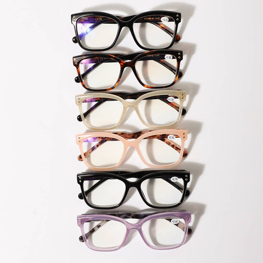 Fashion Square Frame Reading Glasses for Women: 12 ASSORTED COLOR / ONE SIZE