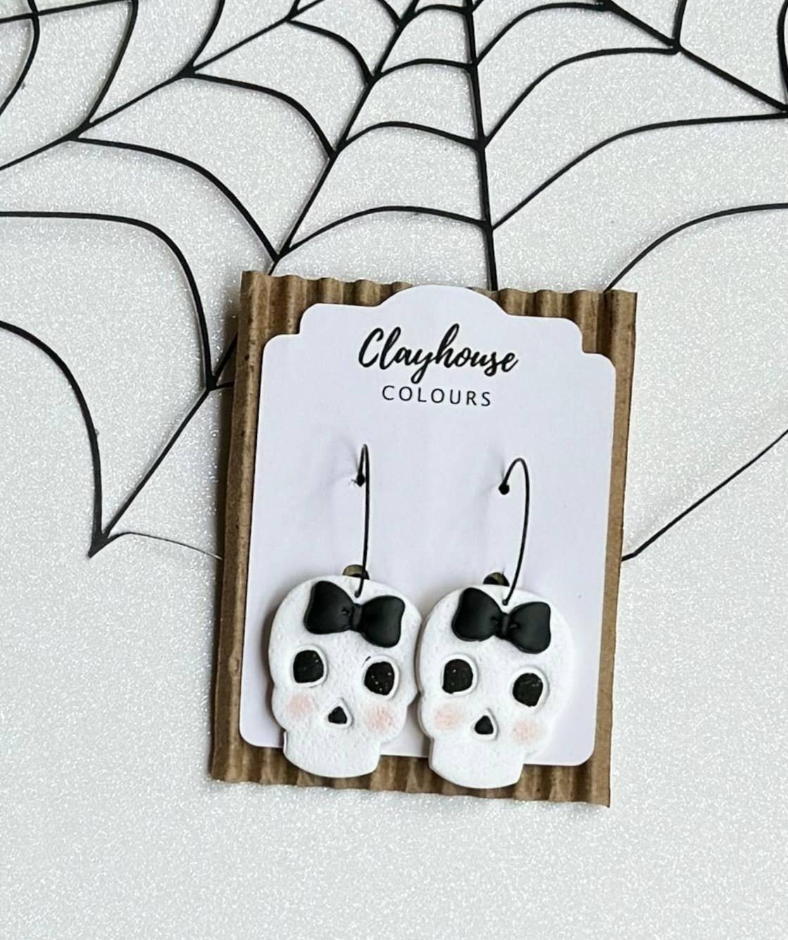 Pink Halloween Earrings : Pink Ghost Bows