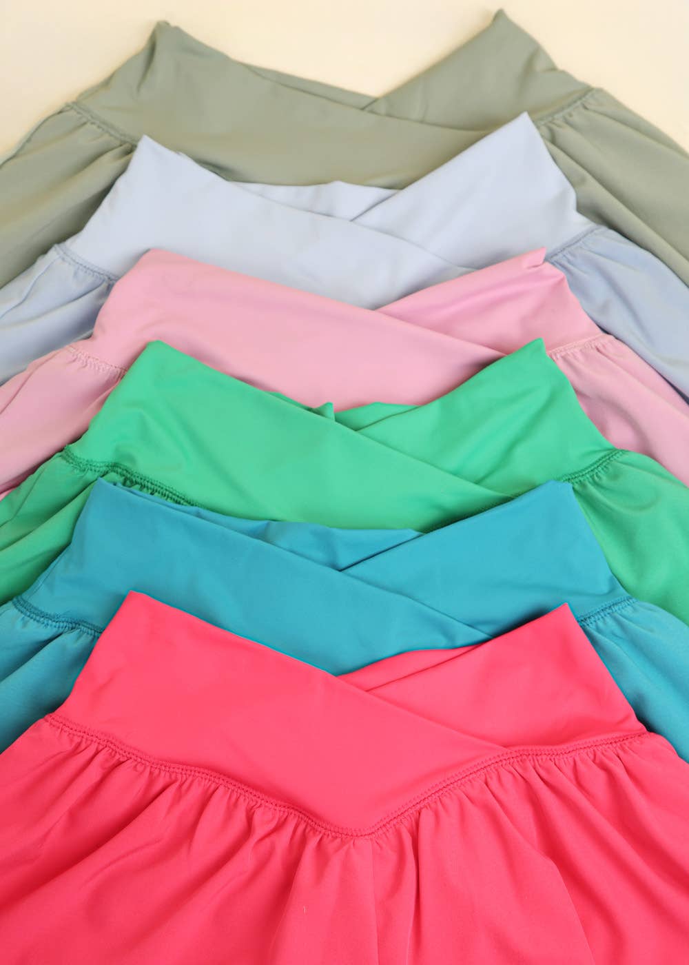 NP70343-V-Shaped Waist Athletics Activewear Shorts: SAGE / S-M-L/2-2-2