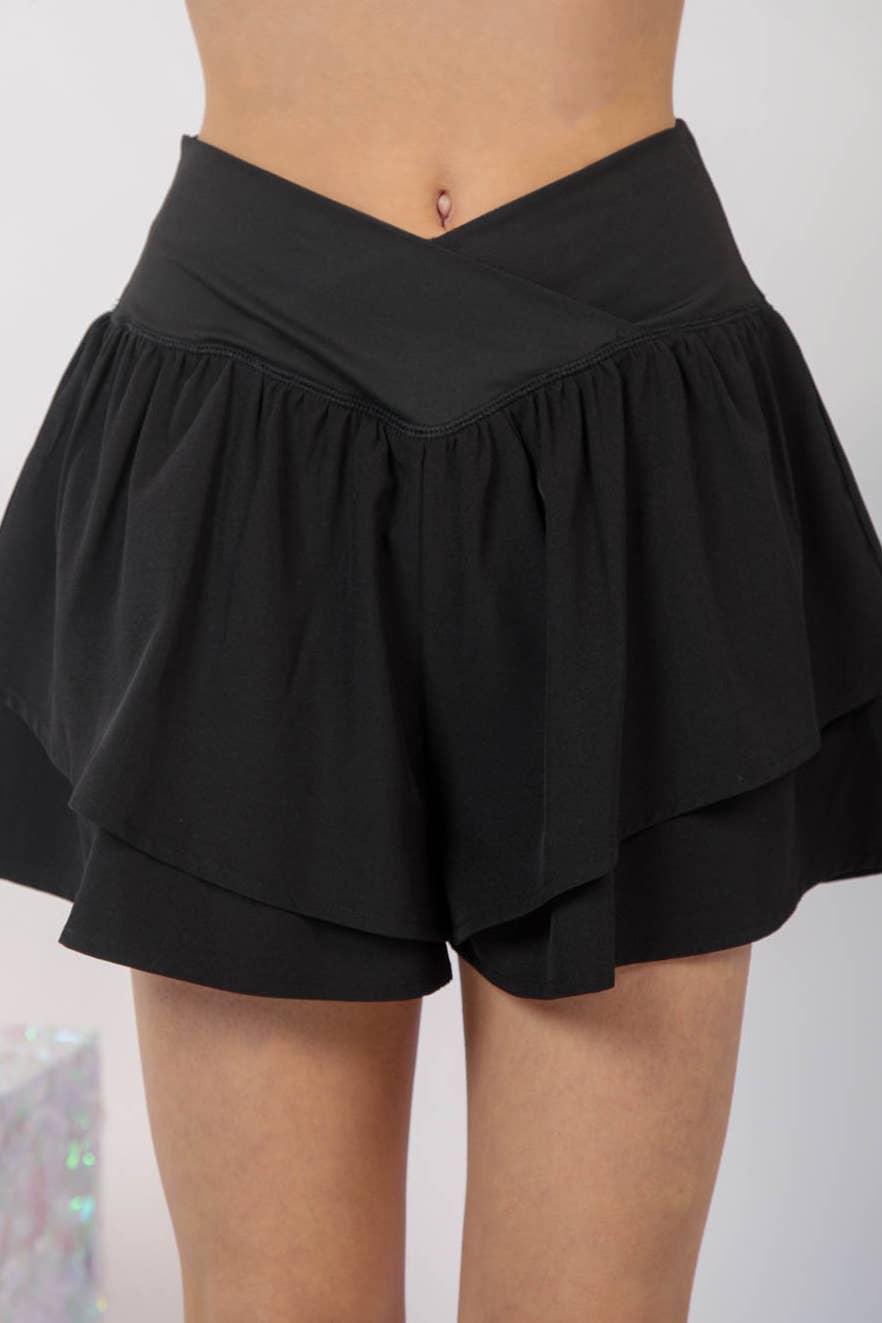 NP70343-V-Shaped Waist Athletics Activewear Shorts: SAGE / S-M-L/2-2-2