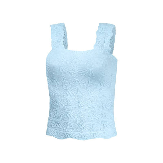 Flowers Jacquard fitted Tank -12 COLORS: Blue / M