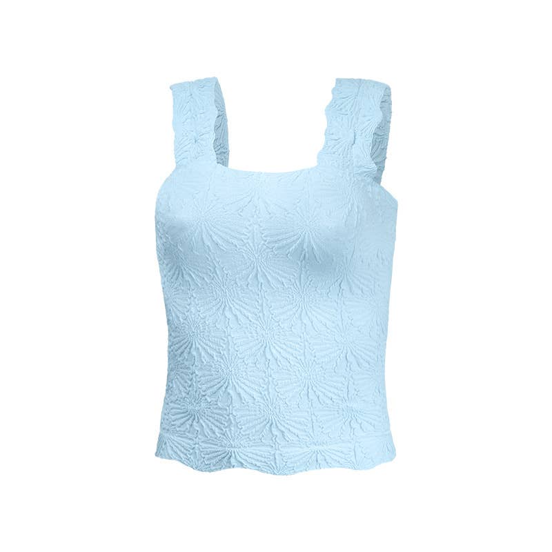 Flowers Jacquard fitted Tank -12 COLORS: Darkgreen / L