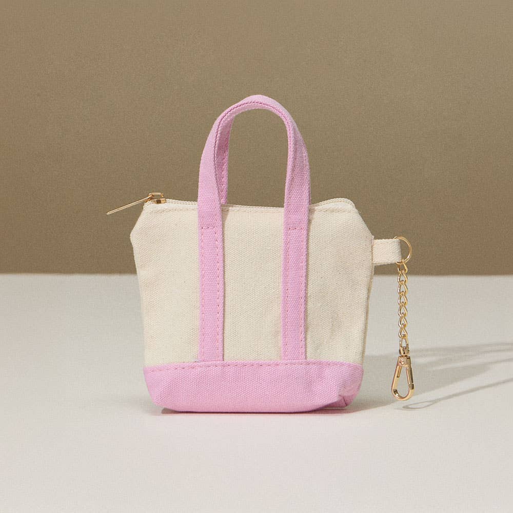 Mini Canvas Pouch Bag / Bag Charm: TAUPE