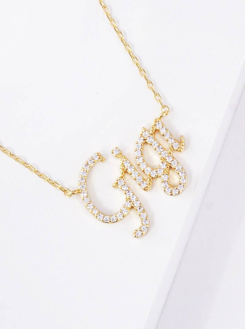 Gold Plated Gigi Script Necklace: Silver