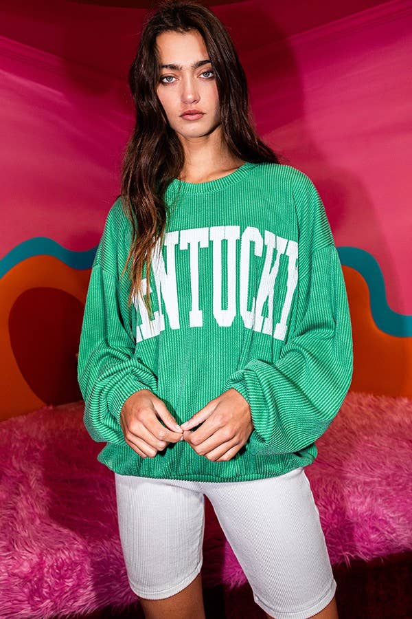 T1770M 'KENTUCKY' Comfy Oversize Graphic Sweatshirt, Gameday: ROYAL BLUE / S-M-L (2-2-2)