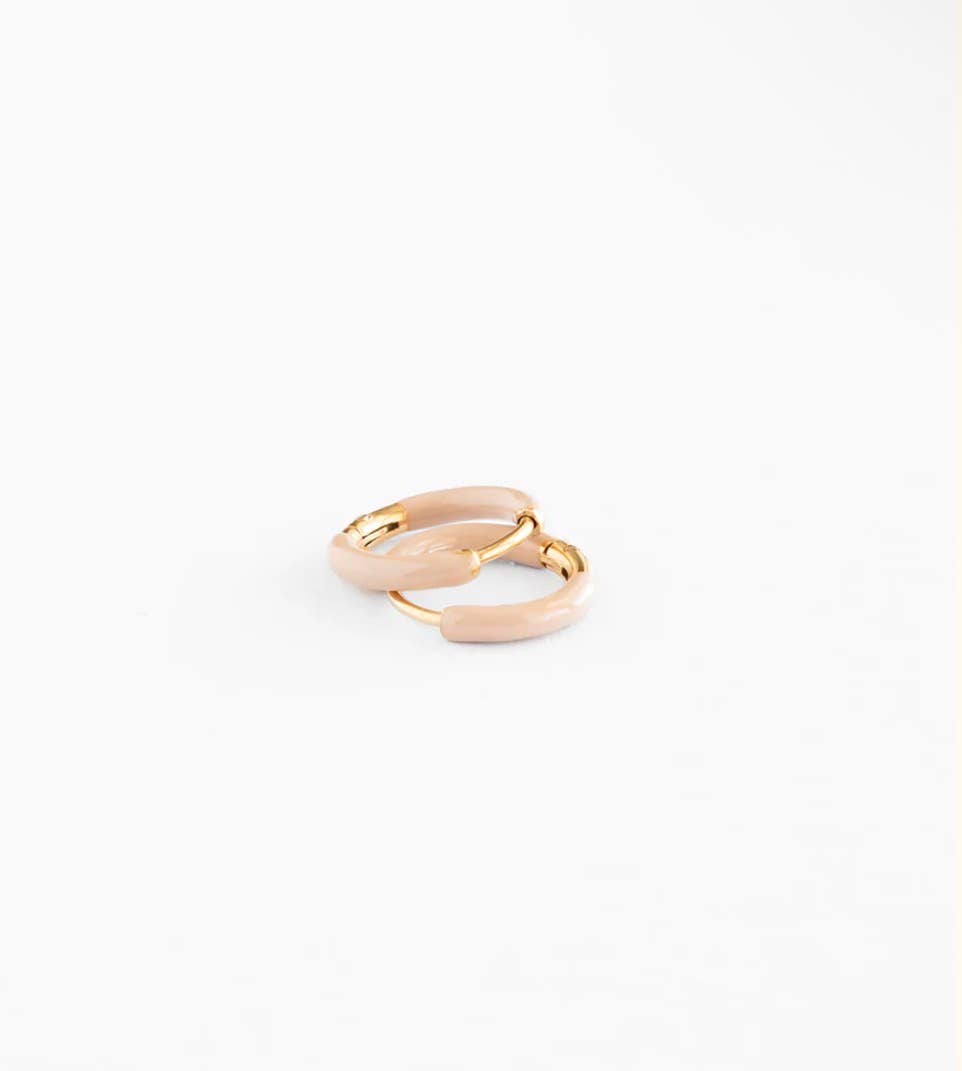Enamel Hoop Earrings - Hypoallergenic, Flat Back, Girl Gift: Pink