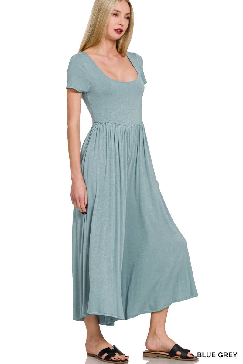Double Layered Short Sleeve Jumpsuits: BLACK / 2-2-2 (S-M-L)