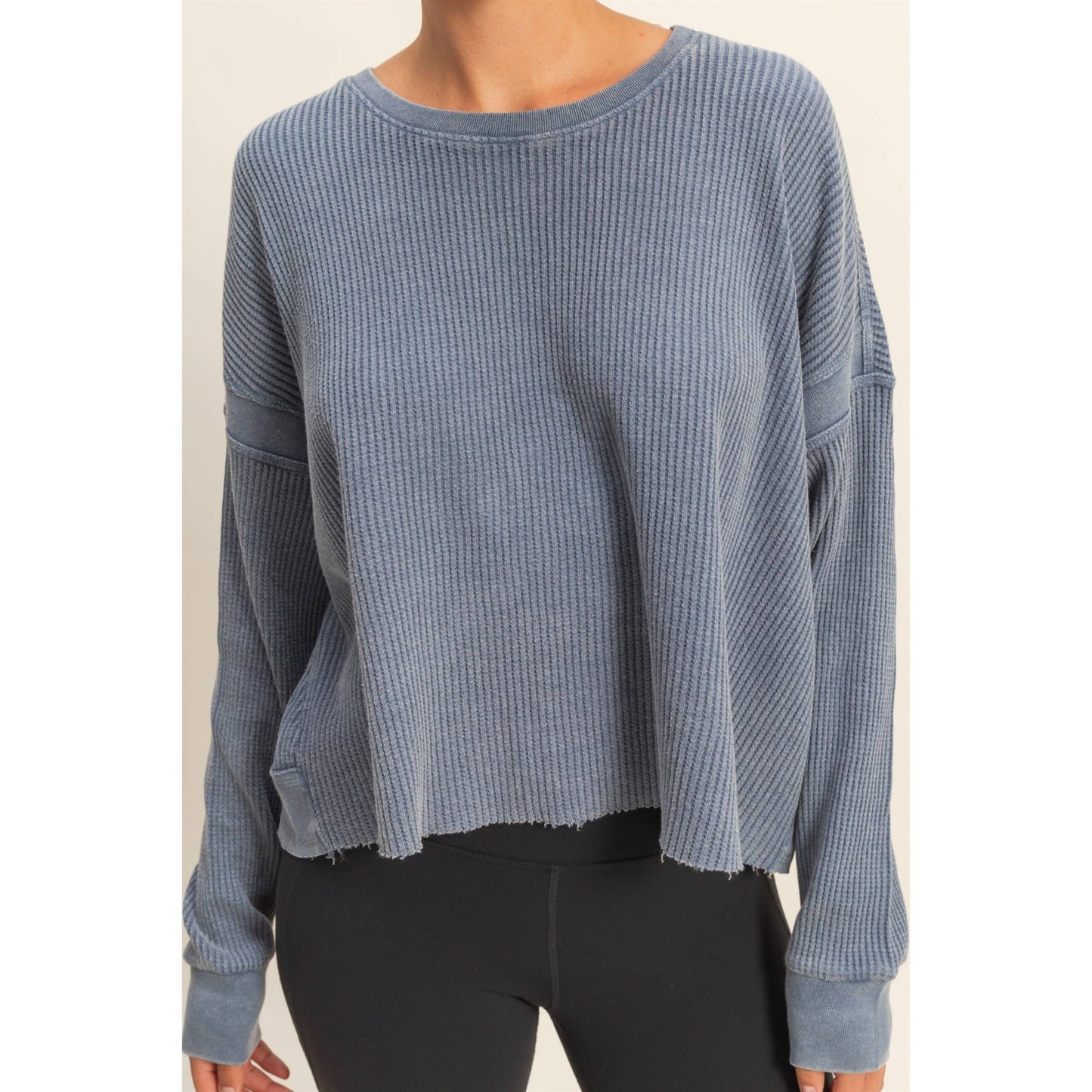 Chic Open Back Textured Knit Long Sleeve Top: CREAM / S-M-L(2-2-2)