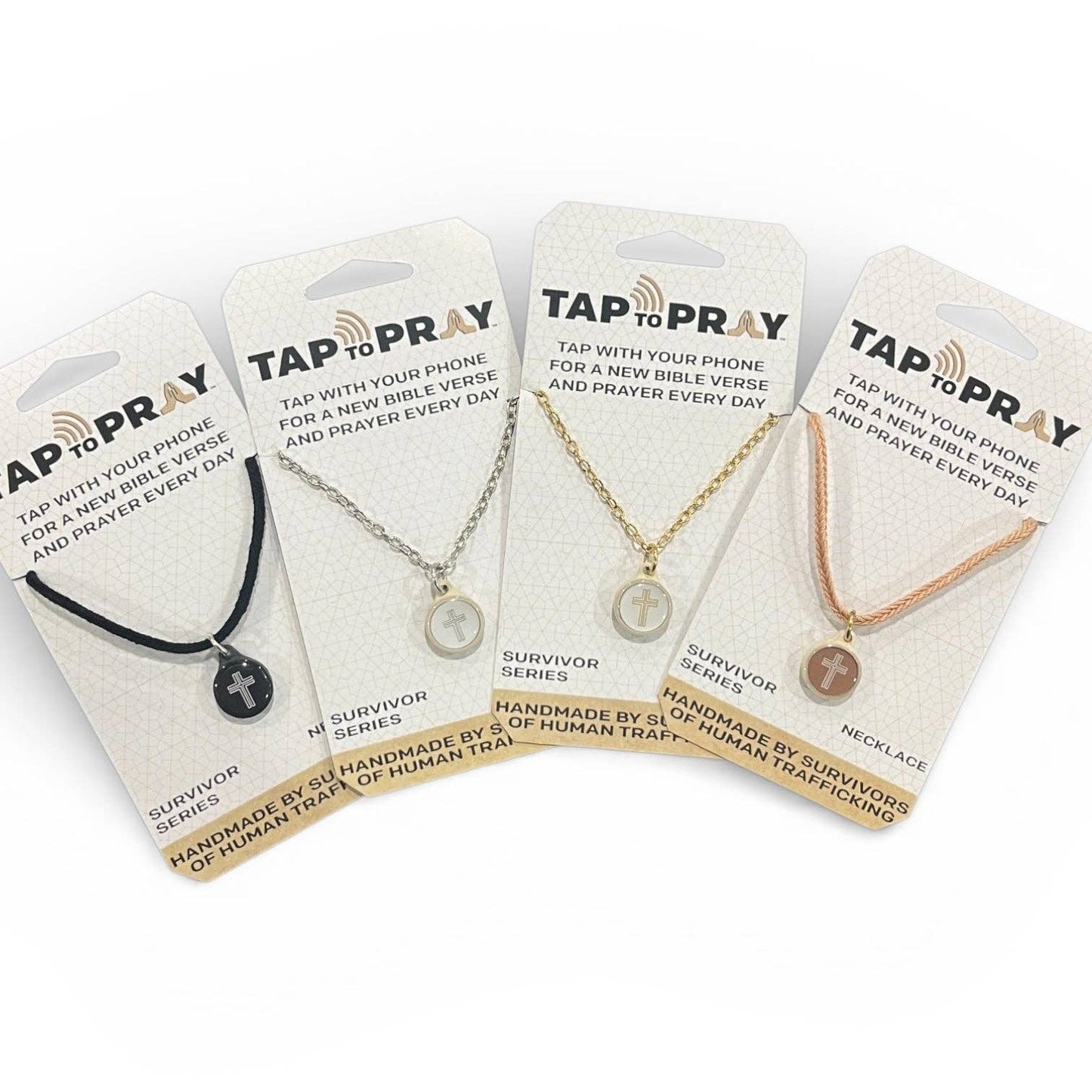 Tap To Pray® Survivor Series Necklace: Silver + Cross