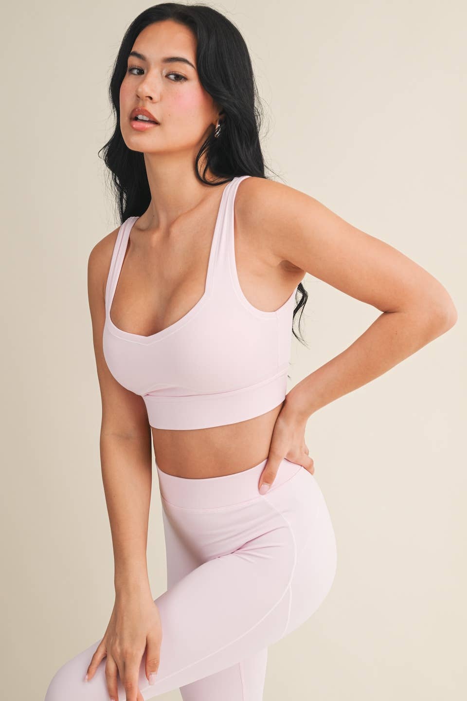 Contrast Thread Sports Bra: Black / S