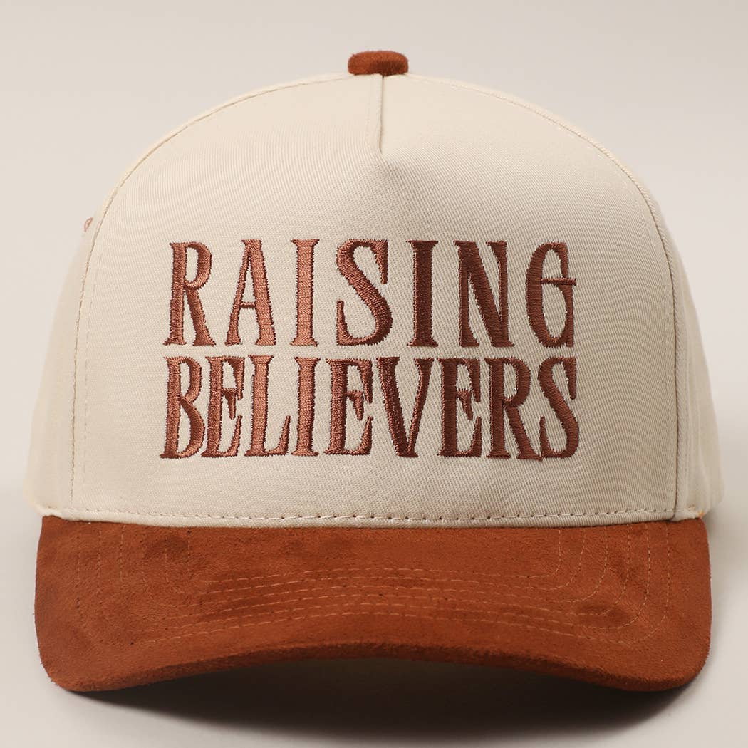 RAISING BELIEVERS Suede Two-Tone Trucker Hat: BLK / One Size