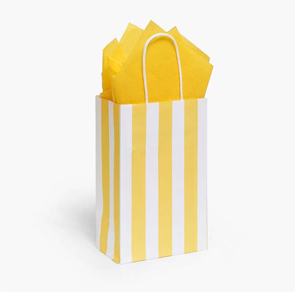 Yellow Cabana Stripe Paper Gift Bags: 250 Pack / Vogue 16x6.25x12.25"